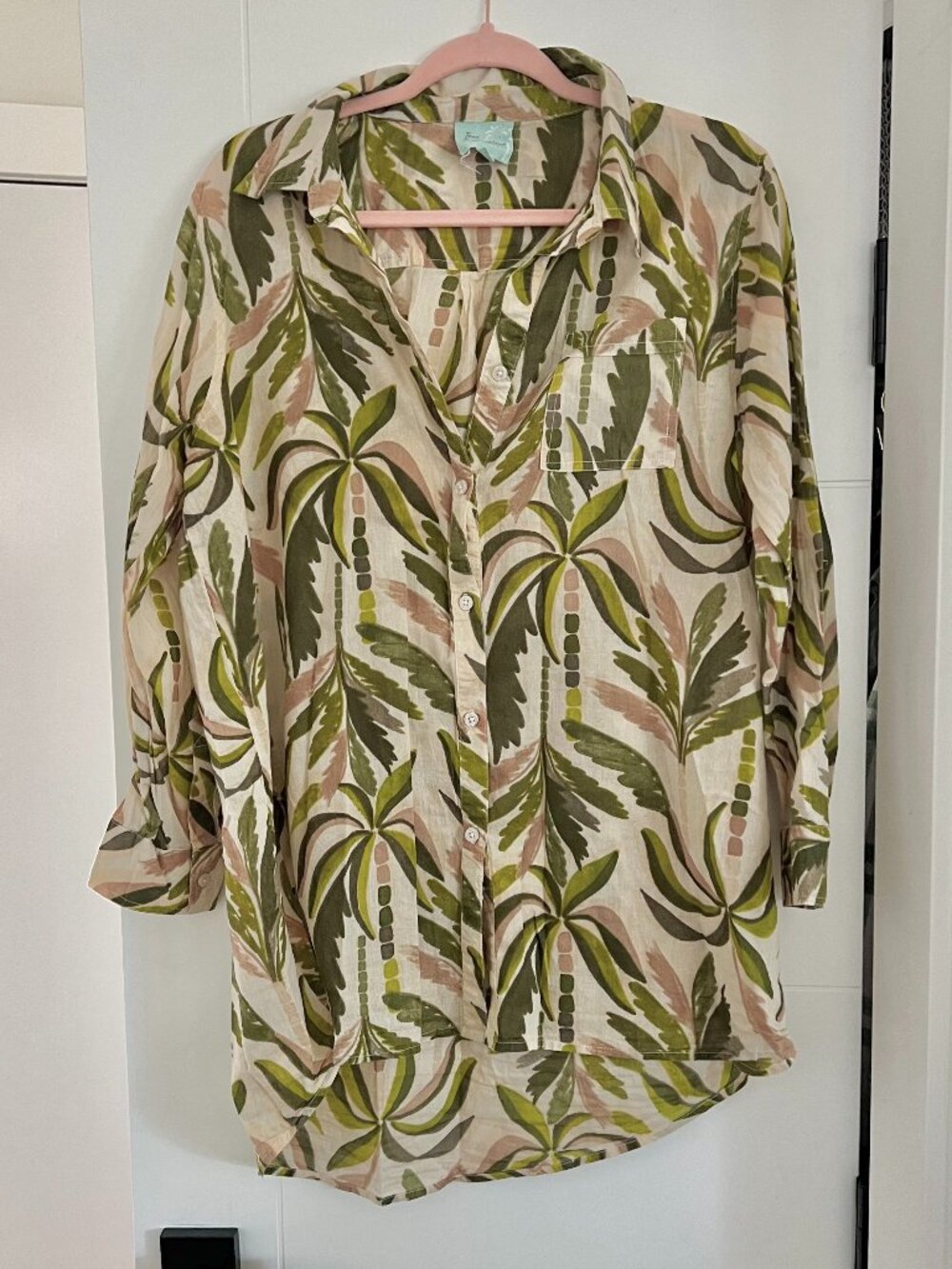 True Destinations Tropical Button-Up Blouse or Swimsuit Cover-Up